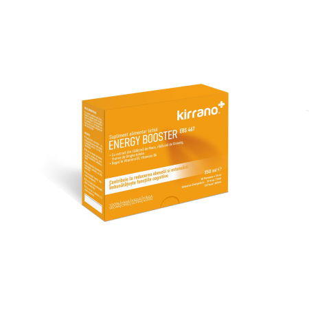 Memorie si concentrare - Energy Booster, 10 Flacoane 15 ml, Energie, Cognitiv & Libido, Maca, Ginseng, Ginkgo, Vit. B1 + B6