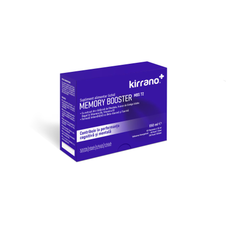 Memorie si concentrare - Kirrano Memory Booster MBS72 10 Flacoane | Concentrare, Memorie & Claritate Mentala | Ginkgo Biloba, Rhodiola | Beta Alanina, Taurina, Vitamina B6 | Supliment Lichid Cognitiv