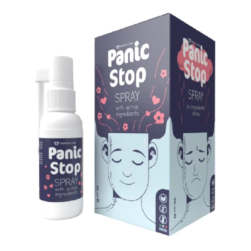Memorie și concentrare - PanicStop Spray Sublingual, 30 ml, 230 Doze, Anti-Stres & Anxietate, Roinita, Passiflora, Sofran
