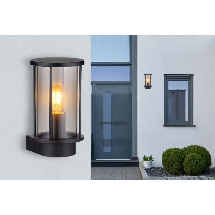 Aplica de exterior Gracey, oțel inoxidabil negru mat, sticlă de culoare fumurie, tije metalice negru mat, IP65 1xE27 [2]