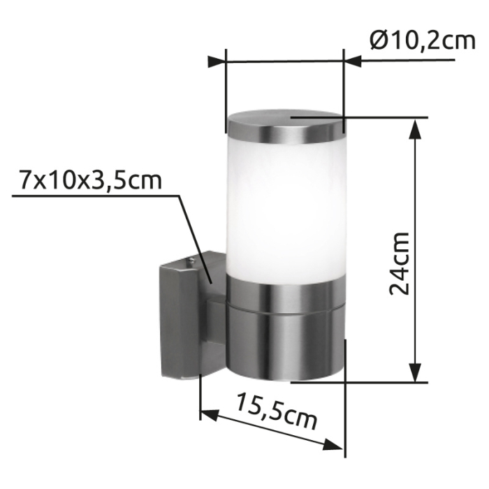 Aplica de exterior Xeloo, oțel inoxidabil, sticlă, IP44, 1xE27 [3]