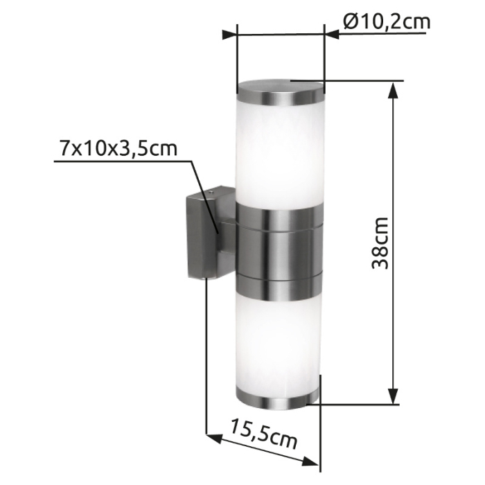Aplica de exterior Xeloo, oțel inoxidabil, sticlă, IP44, 2xE27 [3]