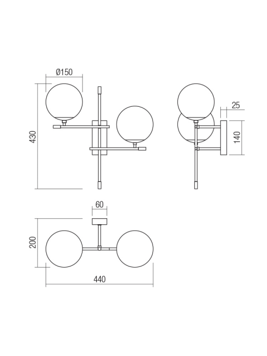 Aplica de perete Essential, dreapta, 2x28W E14, 01-2947 [3]