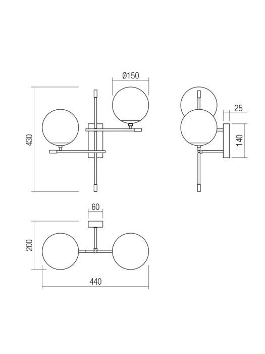 Aplica de perete Essential, stanga, 2x28W E14, 01-2946 [2]