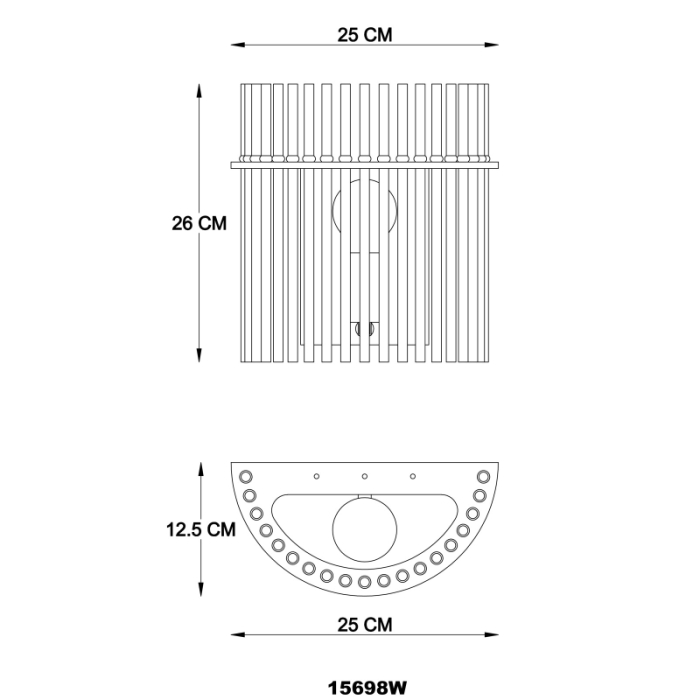 Aplica Gorley, metal negru mat/tije din sticla, 1xE27, max 60w [3]