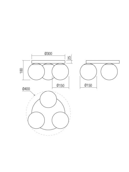 Aplica/Plafoniera Bowling, auriu, 3x42W E27, 01-3149 [2]