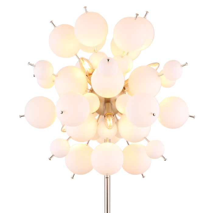 Lampadar Udo, nichel/globuri albe, 6xE14, D55cm [3]