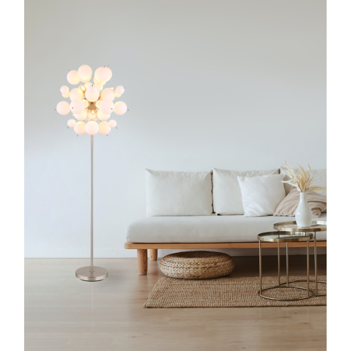 Lampadar Udo, nichel/globuri albe, 6xE14, D55cm [2]