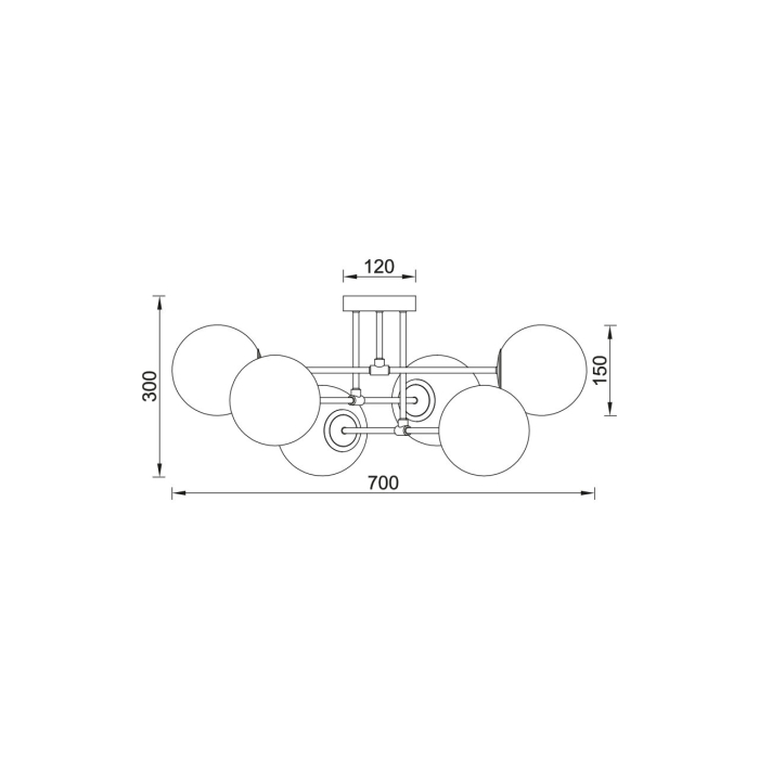 Plafoniera, alb mat/negru, 6x10W G9, BV01-00113 [4]
