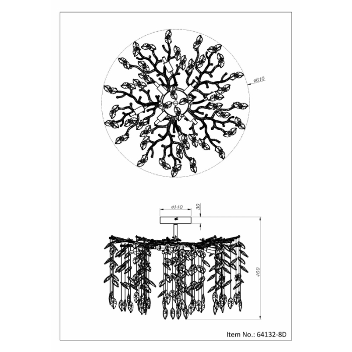 Plafoniera Danna, metal auriu mat, cristale de sticlă chihlimbar, transparente, 8xG9 [4]
