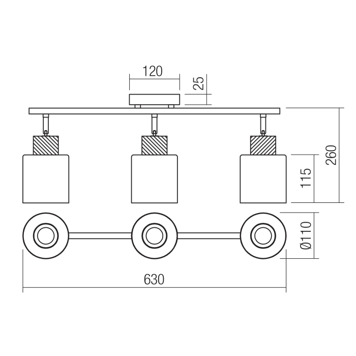 Plafoniera Hansen, negru mat/lemn, 3x42W E27, 04-529 [2]