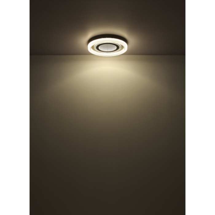 Plafoniera LED Alsuna, metal alb, cristale, , oglinda cu efect 3D, 48W, dimabila 220-2640lm, CCT 2700-6000k [2]