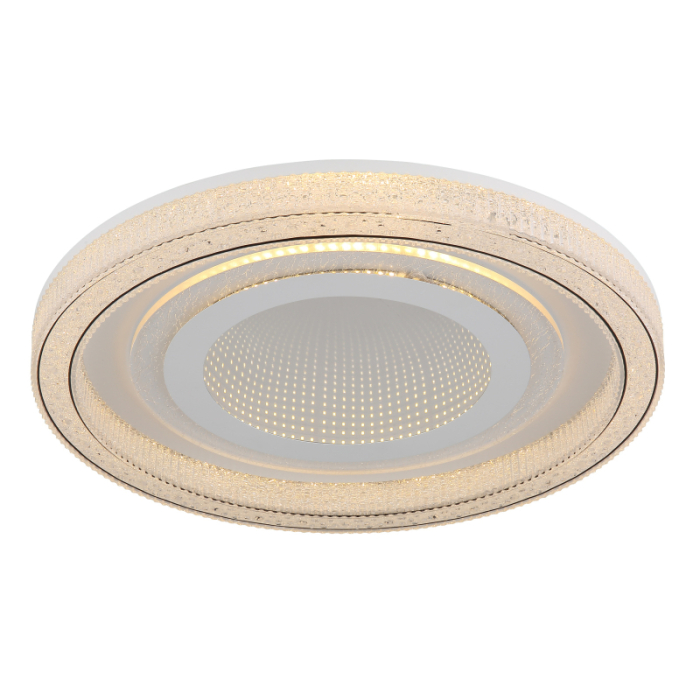 Plafoniera LED Alsuna, metal alb, cristale, , oglinda cu efect 3D, 48W, dimabila 220-2640lm, CCT 2700-6000k [1]