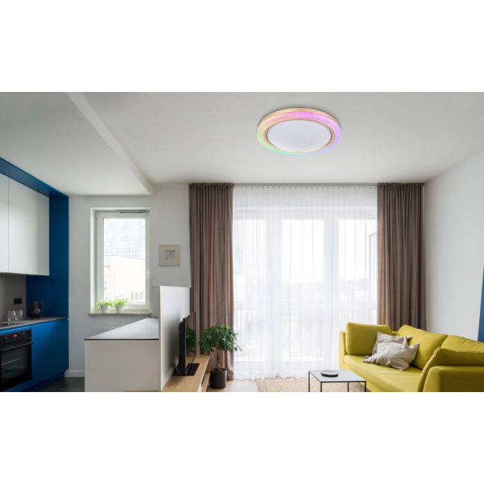 Plafoniera LED Bolly, metal alb/cristale , 20W+RGB 5W , CCT 2700-6500k [2]