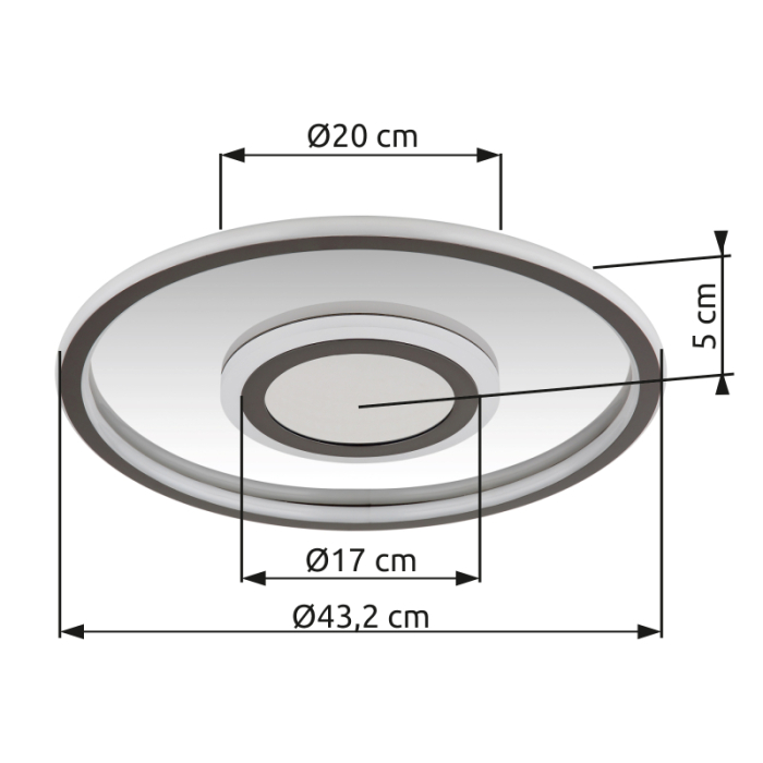 Plafoniera LED Cara, metal gri mat, otel inoxidabil oglindit, 40W, 3000K [3]