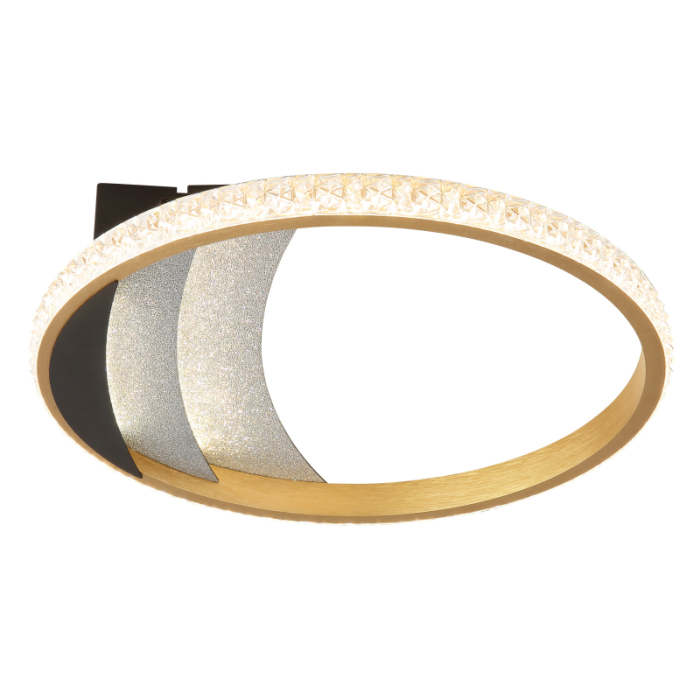 Plafoniera LED Constance,  metal negru mat/crom, aluminiu auriu, cristale din plastic transparent, 12W CCT 3000/4500/6500K [3]