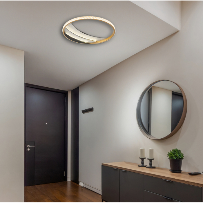 Plafoniera LED Constance, metal negru mat/crom, aluminiu auriu, cristale din plastic transparent, 24W CCT 3000/4500/6500K [2]
