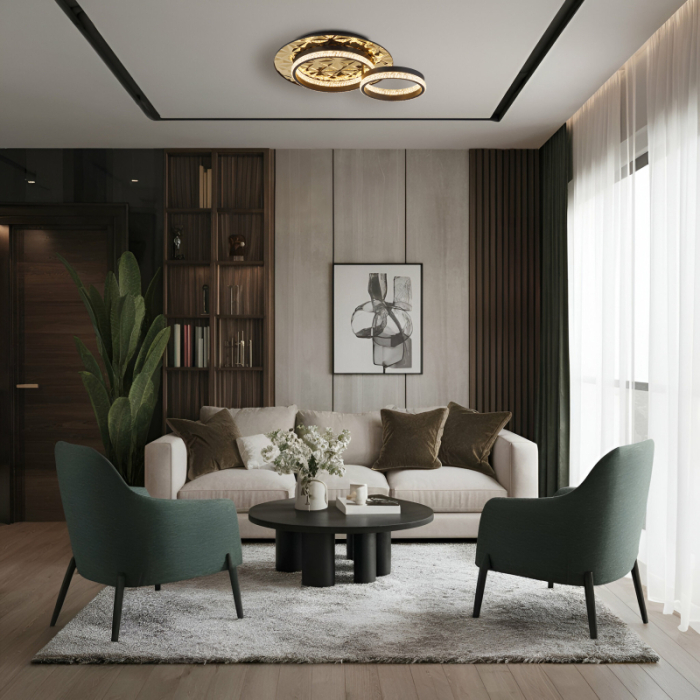 Plafoniera LED Della II, negru/ auriu/cristale, 24W, 3000K [2]