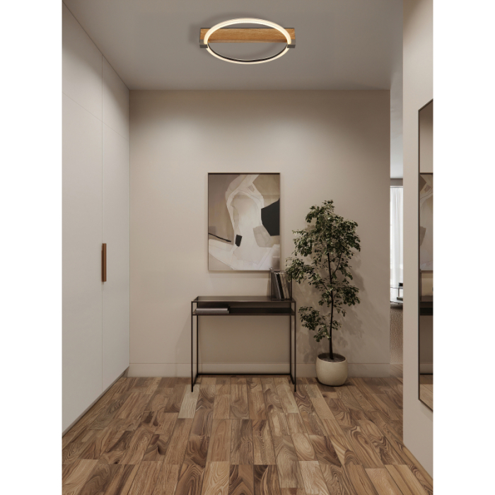 Plafoniera LED Fletcher, metal imitație lemn, metal auriu, plastic transparent, alb, 15W 3000K [2]