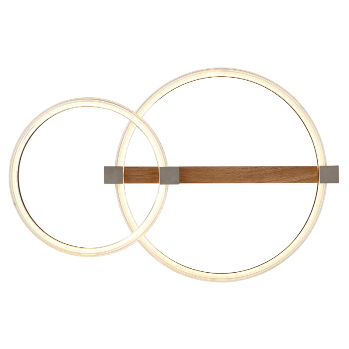 Plafoniera LED Fletcher, metal imitație lemn, metal auriu, plastic transparent, alb, 24W 3000K [3]