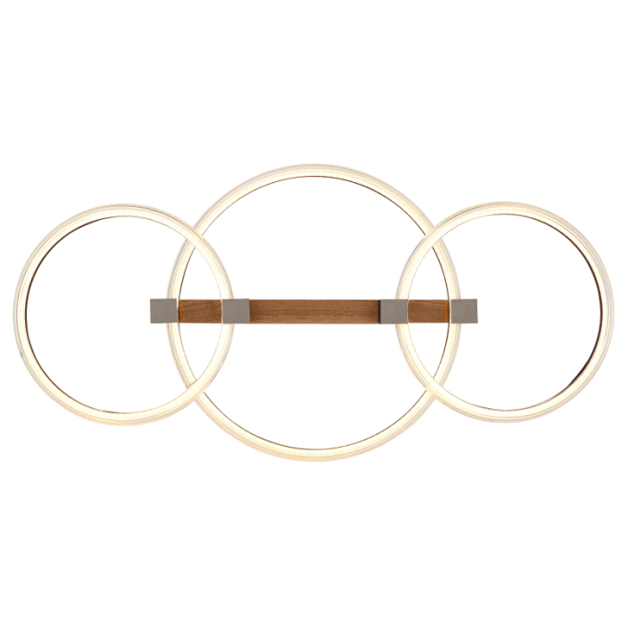 Plafoniera LED Fletcher, metal imitație lemn, metal auriu, plastic transparent, alb, 40W 3000K [3]