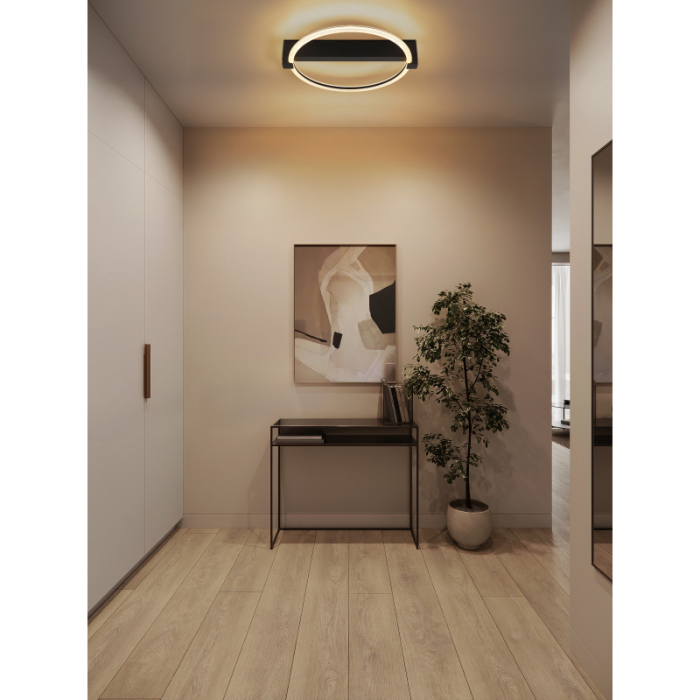 Plafoniera LED Fletcher, metal negru mat, plastic transparent, alb, 15W 3000K [2]