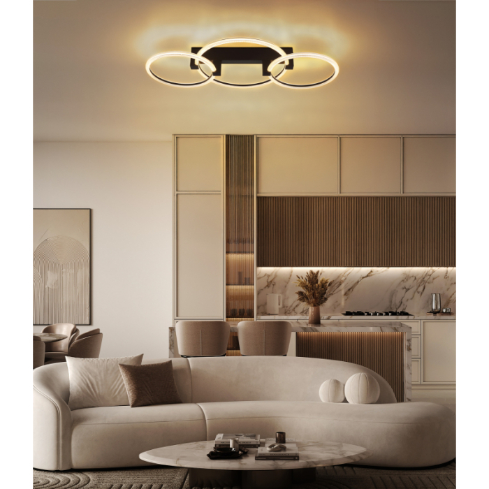 Plafoniera LED Fletcher, metal negru mat, plastic transparent, alb, 40W 3000K [2]