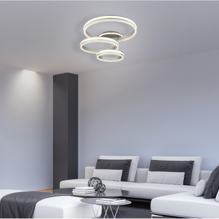 Plafoniera  LED Francine, metal argintiu, acril transparent, 72W CCT2700-6000K [2]