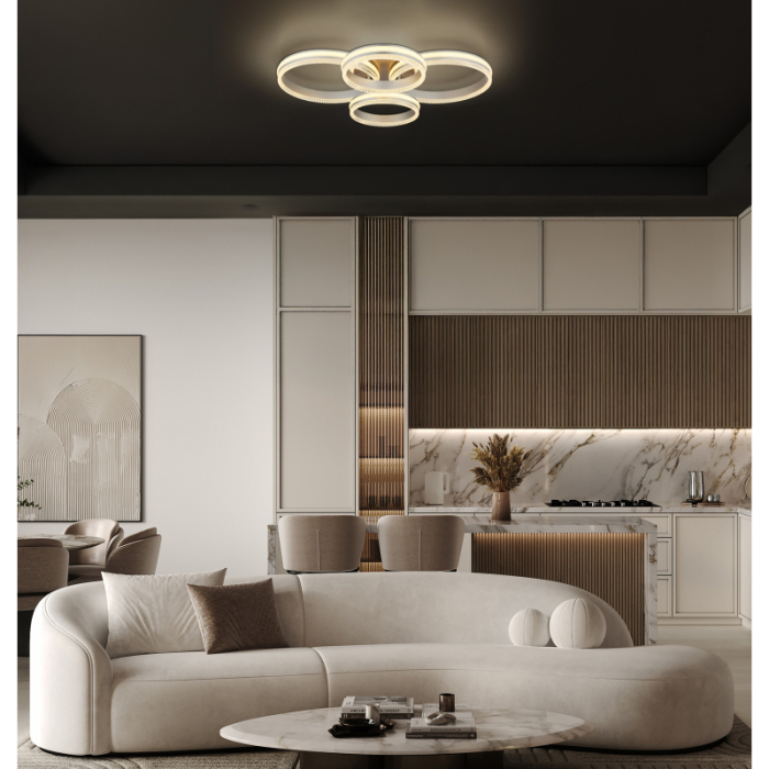 Plafoniera LED Francine, metal argintiu, acril transparent, 90W CCT2700-6000K [2]