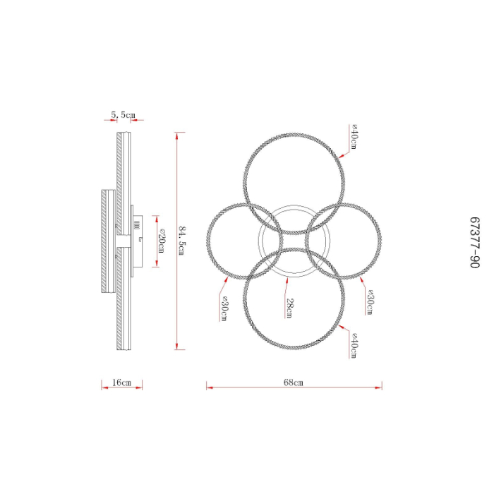 Plafoniera LED Francine, metal argintiu, acril transparent, 90W CCT2700-6000K [5]