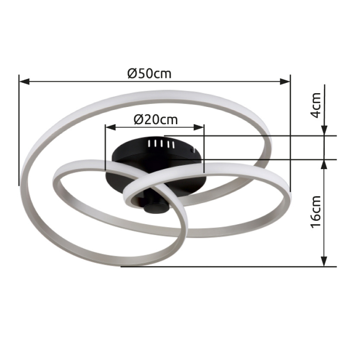 Plafoniera LED Glyxar, negru/nichel mat, 40W, max 2500lm, 3000K [3]