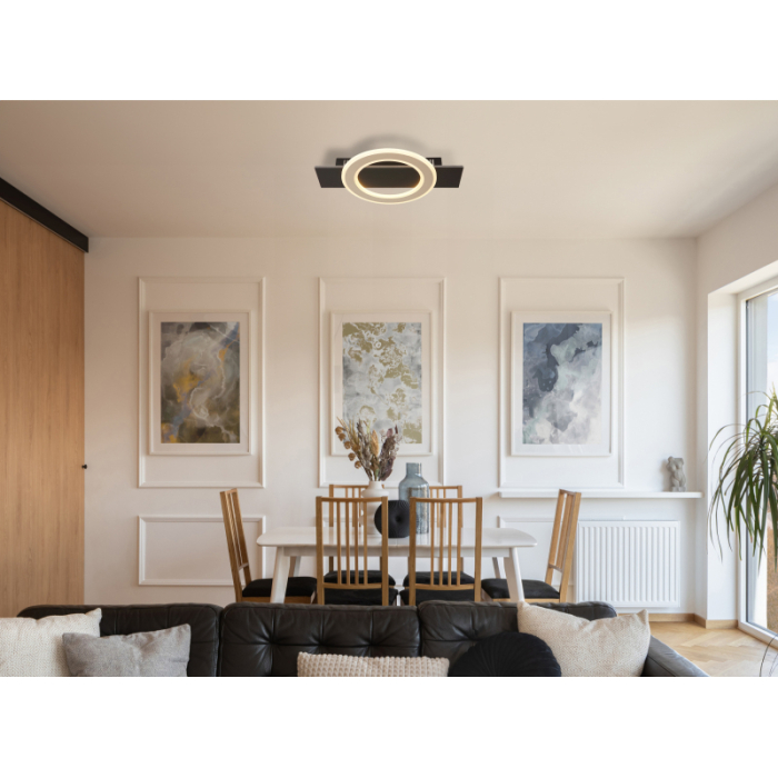 Plafoniera LED Jayden, metal negru mat/maro inchis, 18W, 1000lm, 3000K [2]