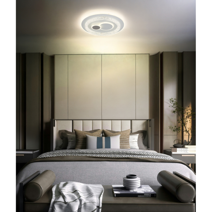 Plafoniera LED Kriswall, metal/acril alb, efect de cristal acrilic transparent, 48W CCT 2700/4000/6000K [2]