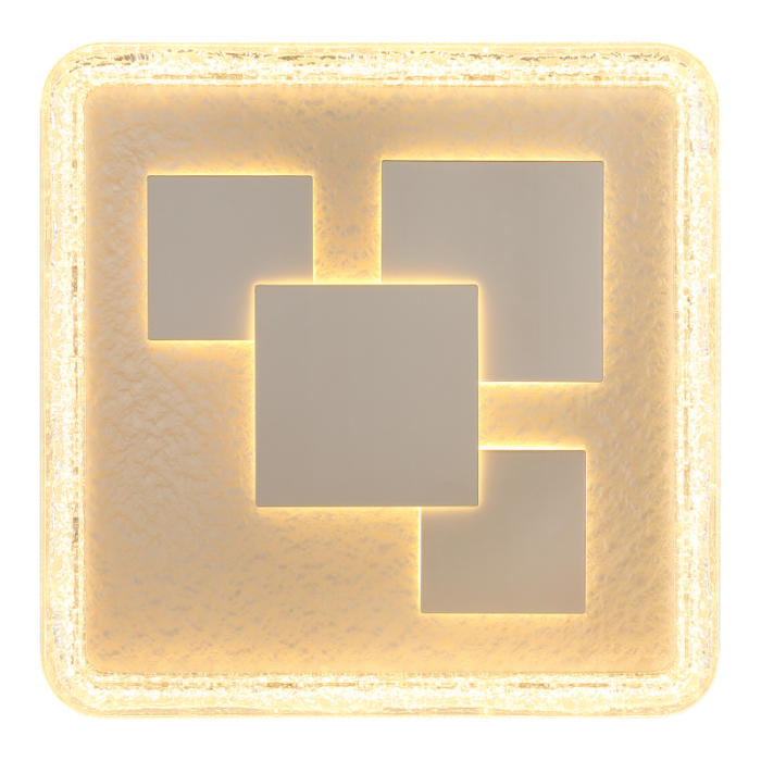 Plafoniera LED Loraine, metal alb mat, metal auriu mat, plastic transparent cu efect de cristal, acril alb, 40W 3000K [2]