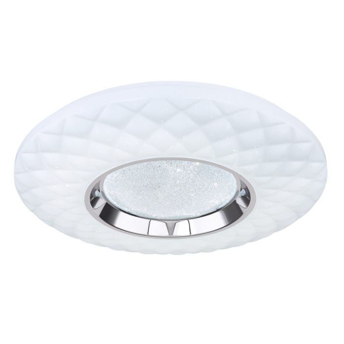 Plafoniera LED Magnifique,  metal alb, crom,acril alb, cristale transparente, decor sparkle, Google Assistant+Alexa, cu control vocal si APP, dimabil, 30W  CCT 3000-6500K [5]