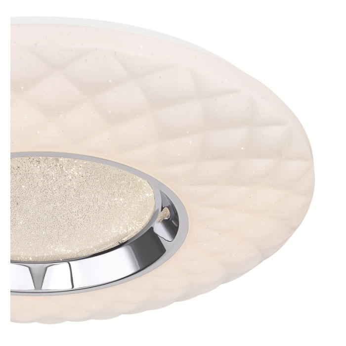 Plafoniera LED Magnifique,  metal alb, crom,acril alb, cristale transparente, decor sparkle, Google Assistant+Alexa, cu control vocal si APP, dimabil, 30W  CCT 3000-6500K [4]