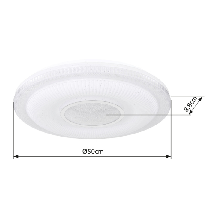 Plafoniera LED Magnifique, metal alb, crom, acril alb, cristale transparente, decor sparkle, Google Assistant+Alexa, cu control vocal si APP, dimabil, 30W CCT  3000-6500K [7]
