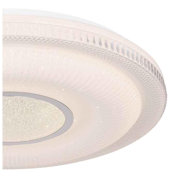 Plafoniera LED Magnifique, metal alb, crom, acril alb, cristale transparente, decor sparkle, Google Assistant+Alexa, cu control vocal si APP, dimabil, 30W CCT  3000-6500K [5]