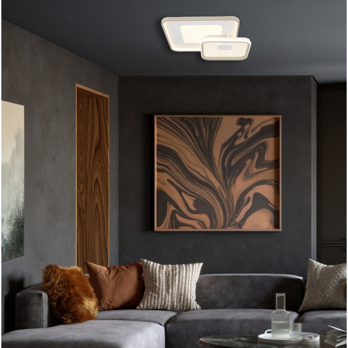 Plafoniera LED Mosaiko, metal alb mat/nisipiu, acril alb, acril transparent, 48W CCT 2700-6000K [2]