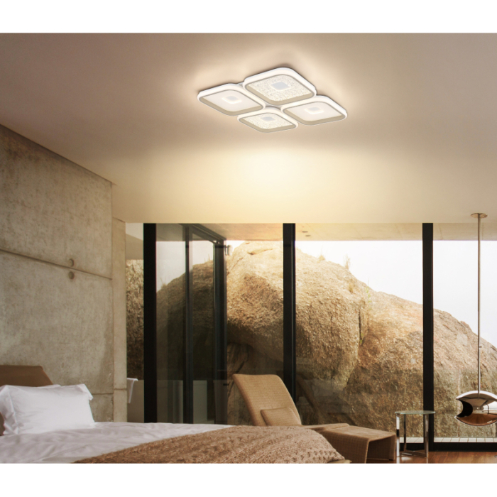 Plafoniera LED Mosaiko, metal alb mat/nisipiu, acril alb, acril transparent, 55W CCT 2700-6000K [2]
