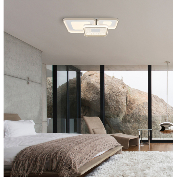 Plafoniera LED Mosaiko, metal alb mat/nisipiu, acril alb, acril transparent, 55W CCT 2700-6000K [2]