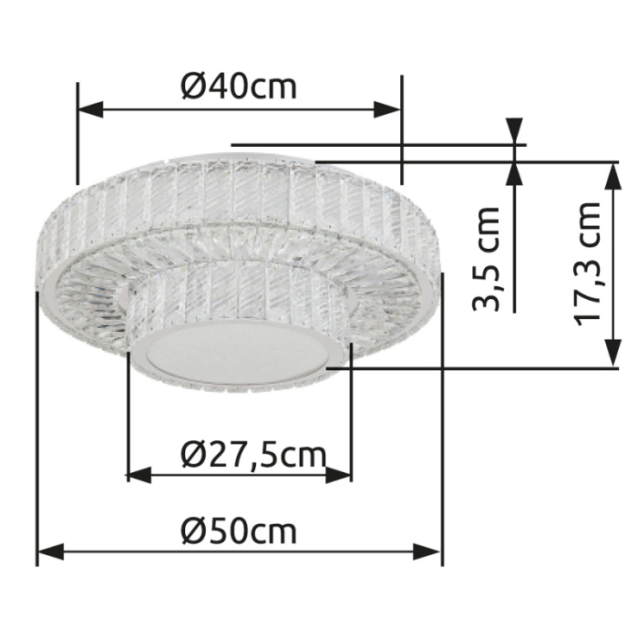 Plafoniera LED Mucky, metal cromat, cristale K5 transparente, 50W CCT 2700-6000K [5]