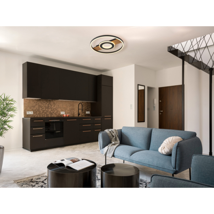 Plafoniera LED Pikara, lemn/negru mat, 24W 3000K [2]