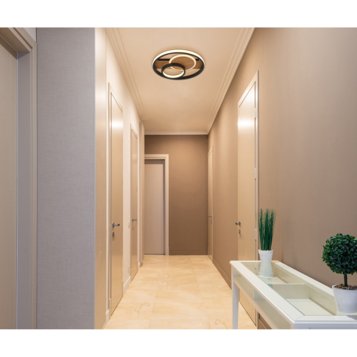 Plafoniera LED Pikara, lemn/negru mat, 24W 3000K [2]