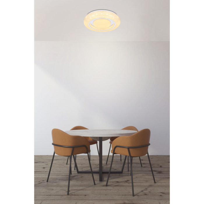 Plafoniera LED Rada, metal alb, aril alb, inel cromate, 24W CCT 2700-4200-6500K [2]