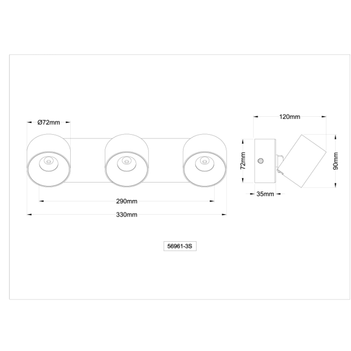 Plafoniera LED Rae, metal de culoare nisip, aluminiu de culoare nisip, plastic alb, 3x6W 3000K [3]