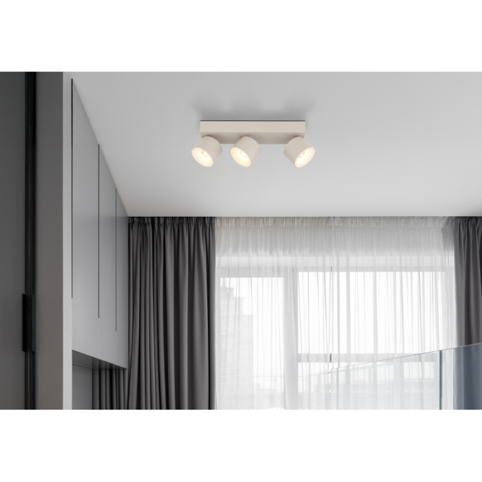 Plafoniera LED Rae, metal de culoare nisip, aluminiu de culoare nisip, plastic alb, 3x6W 3000K [2]