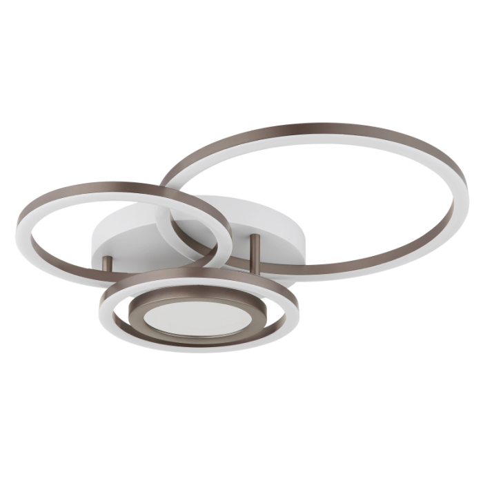 Plafoniera LED Randell, metal alb mat, metal de culoare cafea, plastic de culoare cafea, plastic alb, plastic oglindă cu efect 3D, 40W 3000K [3]