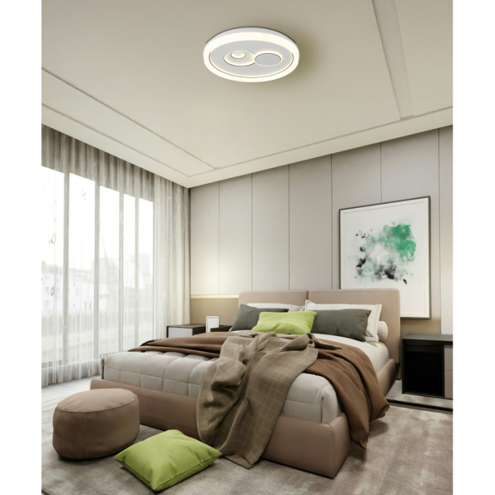 Plafoniera LED Ruiz I, metal alb mat, plastic alb, acril opal, plastic negru, 36W CCT 2700/4000/6000K [2]