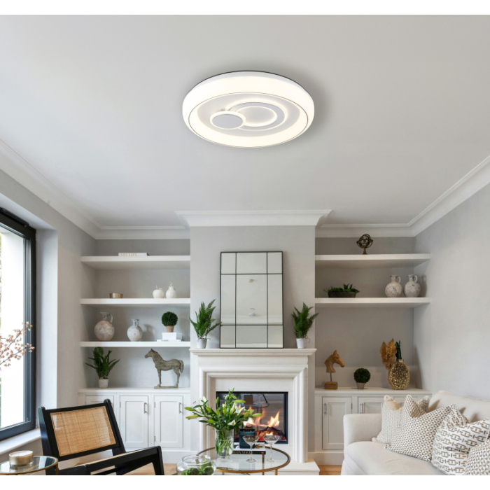 Plafoniera LED Ruiz, metal alb mat, acril opal, plastic opal, inel cromat, 48W  CCT 2700/4000/6000K [2]